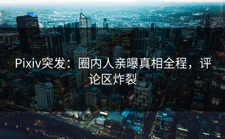 Pixiv突发：圈内人亲曝真相全程，评论区炸裂