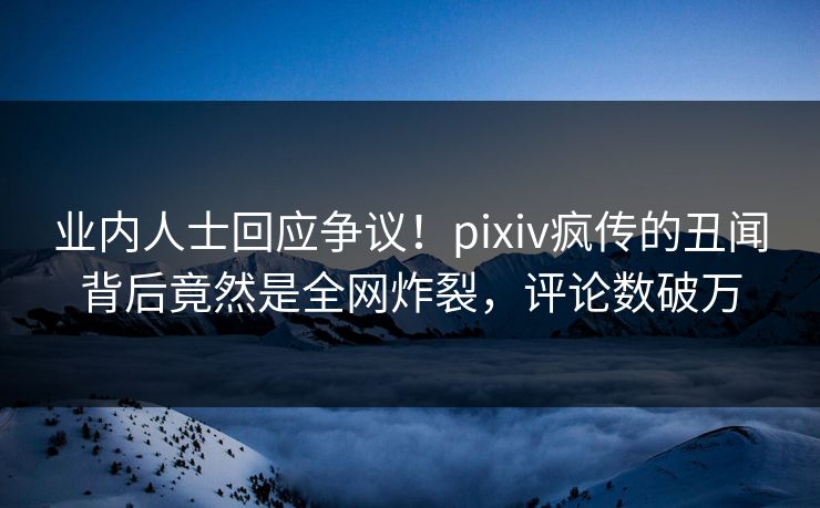 业内人士回应争议！pixiv疯传的丑闻背后竟然是全网炸裂，评论数破万