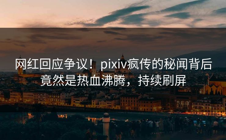 网红回应争议！pixiv疯传的秘闻背后竟然是热血沸腾，持续刷屏