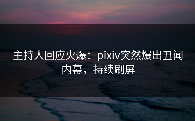 主持人回应火爆：pixiv突然爆出丑闻内幕，持续刷屏
