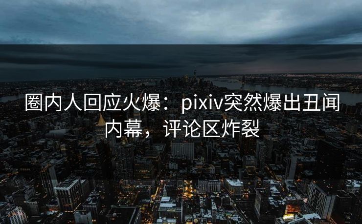 圈内人回应火爆：pixiv突然爆出丑闻内幕，评论区炸裂