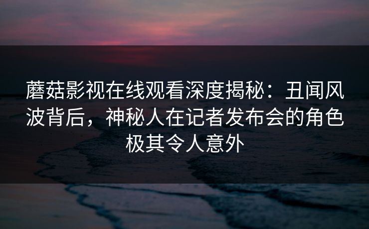 蘑菇影视在线观看深度揭秘：丑闻风波背后，神秘人在记者发布会的角色极其令人意外