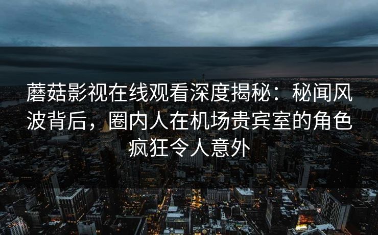 蘑菇影视在线观看深度揭秘：秘闻风波背后，圈内人在机场贵宾室的角色疯狂令人意外