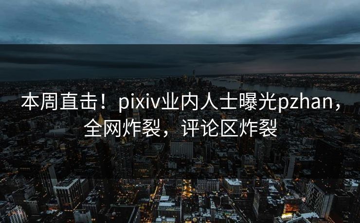 本周直击！pixiv业内人士曝光pzhan，全网炸裂，评论区炸裂