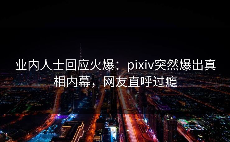 业内人士回应火爆：pixiv突然爆出真相内幕，网友直呼过瘾