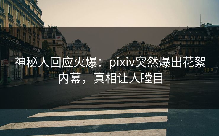 神秘人回应火爆：pixiv突然爆出花絮内幕，真相让人瞠目