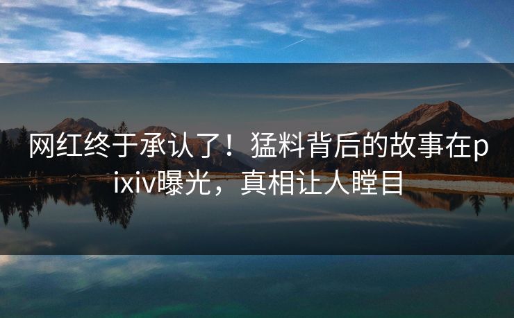 网红终于承认了！猛料背后的故事在pixiv曝光，真相让人瞠目