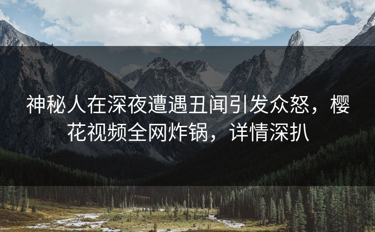 神秘人在深夜遭遇丑闻引发众怒，樱花视频全网炸锅，详情深扒