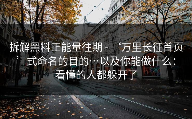 拆解黑料正能量往期 - ‘万里长征首页’式命名的目的…以及你能做什么：看懂的人都躲开了